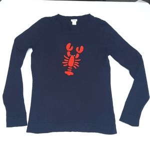 J.Crew Embroidered Red Lobster Teddie Sweater
